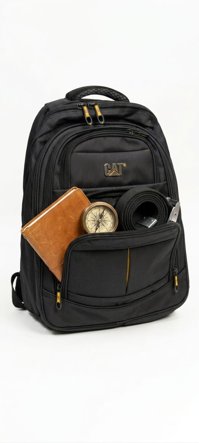 CAT Laptop Travel Backpack Black Multi Compartment School College Office Bag Pakistan