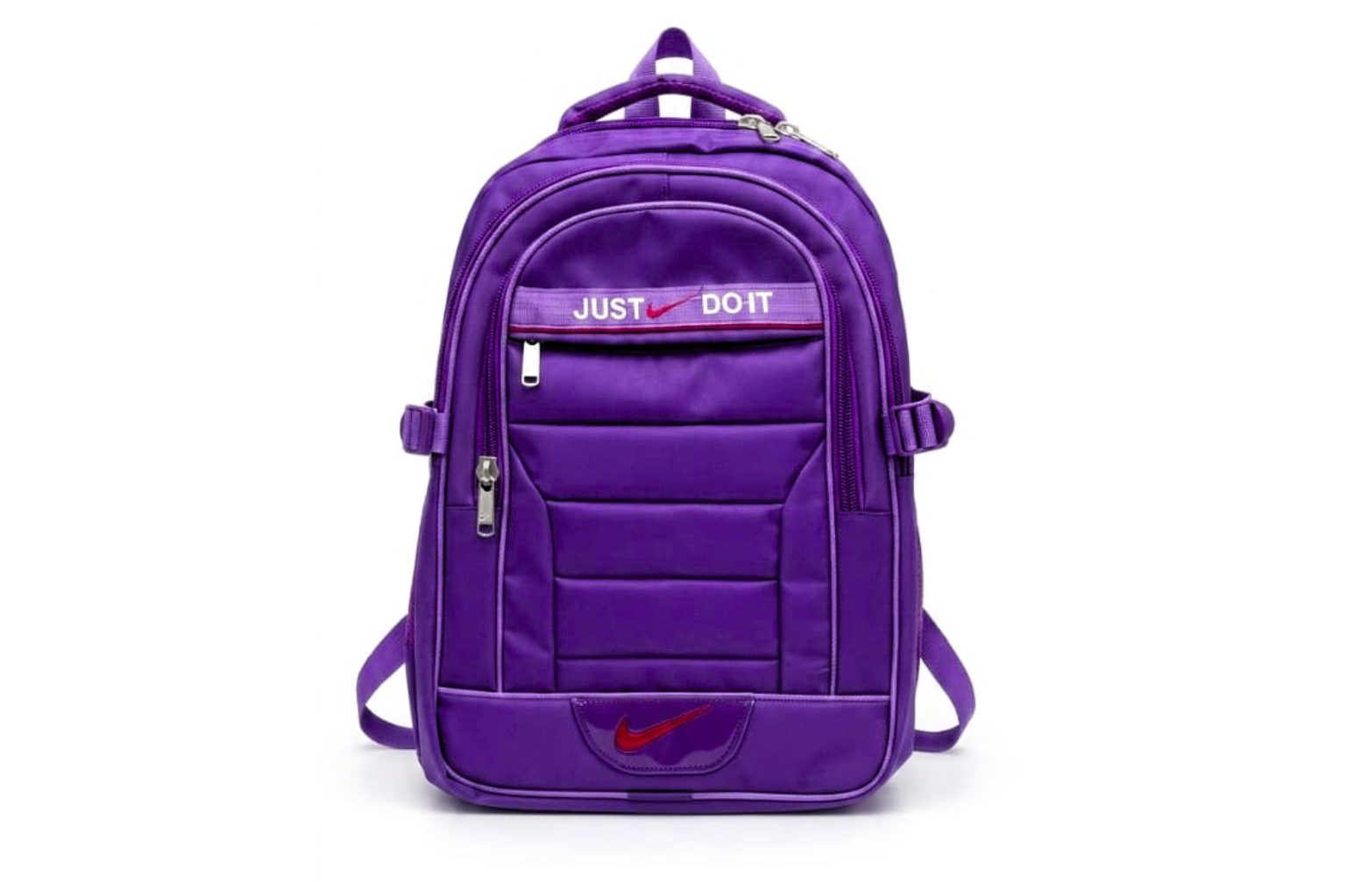 Purple backpack with Nike logo on a white background