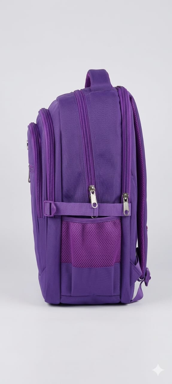 Purple backpack on a white background